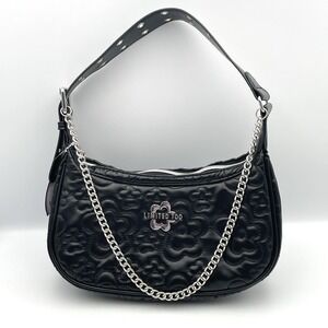 Vintage Y2K Limited Too Purse Bag Black Quilted Flower Shoulder Strap Chain EUC